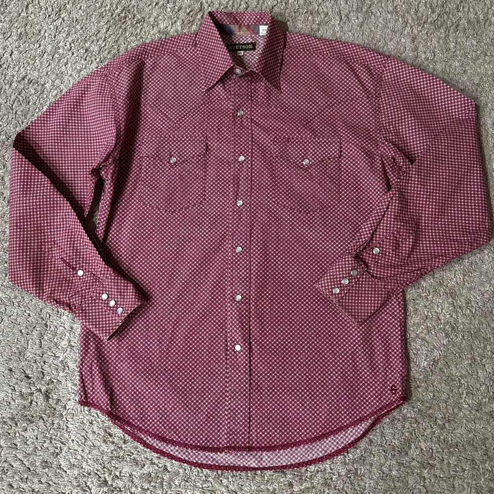 Stetson Red Casual Button Down Shirt Classic Cotton